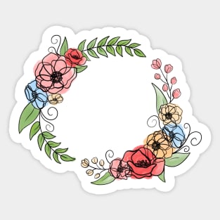 Floral Peony Loop Wreath Sticker